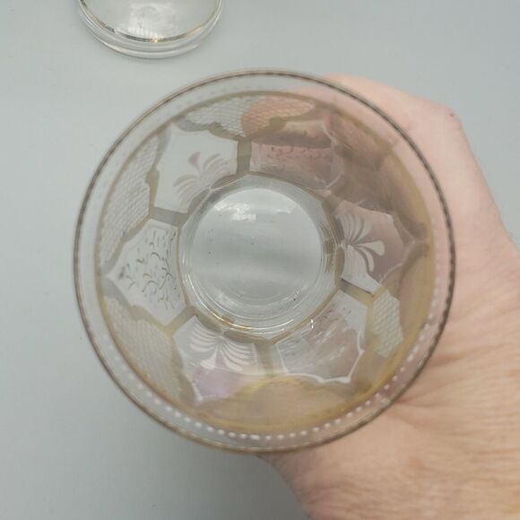 Vintage gold trimmed clear juice glasses set of two - Picture 4 of 10